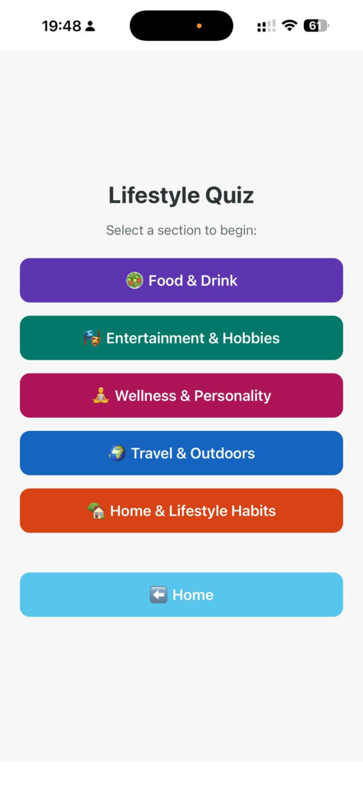 Compatify quiz screen